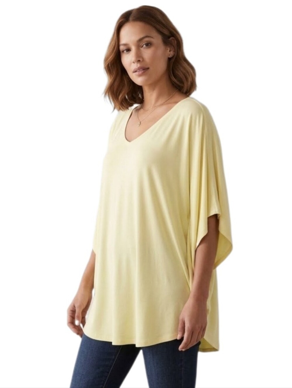 Sejour Flutter Sleeve Cover-Up Yellow Size 1X